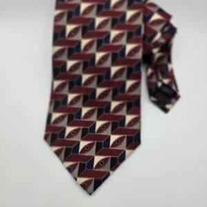 Machado Geometric Red & Black Patterned Silk Tie